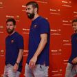 (From L) Barcelona players Lionel Messi, Gerard Pique, and Neymar arrive at a team event in Tokyo on July 13, 2017, following a press conference to announce new sponsorship with Japanese internet retailer Rakuten