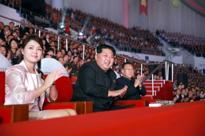 Proud parents? North Korean leader Kim Jong-Un and his wife Ri Sol-Ju had their third child in February this year