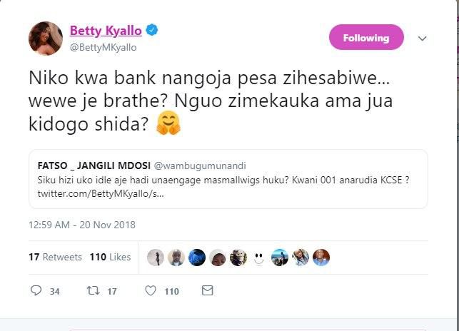 Betty Kyallo’s perfect response after fan accused her of being idle
