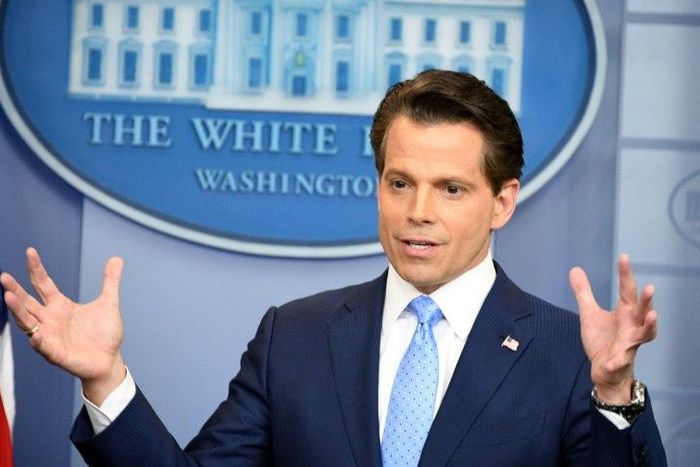 Anthony Scaramucci took the White House podium for the first time Friday as the new communications director