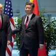 US President Donald Trump and Chinese President Xi Jinping (R) pictured prior to a meeting on the sidelines of the G20 Summit in Hamburg, Germany, on July 8, 2017