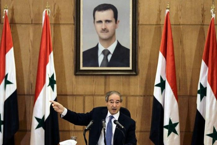 Syrian deputy foreign minister Faisal al-Moqdad speaks at a news conference in the capital Damascus on July 3, 2017