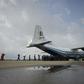 A Myanmar Air Force Shaanxi Y-8 transport aircraft being unloaded at Sittwe airport in Rakhine state, similar to the aircraft carrying over 100 people that went missing between the southern city of Myeik and Yangon on June 7, 2017.