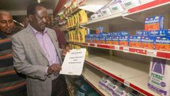NASA presidential candidate Raila Odinga during an impromptu visit to Uchumi supermarket on Sunday, June 18, 2017.