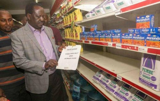 NASA presidential candidate Raila Odinga during an impromptu visit to Uchumi supermarket on Sunday, June 18, 2017.