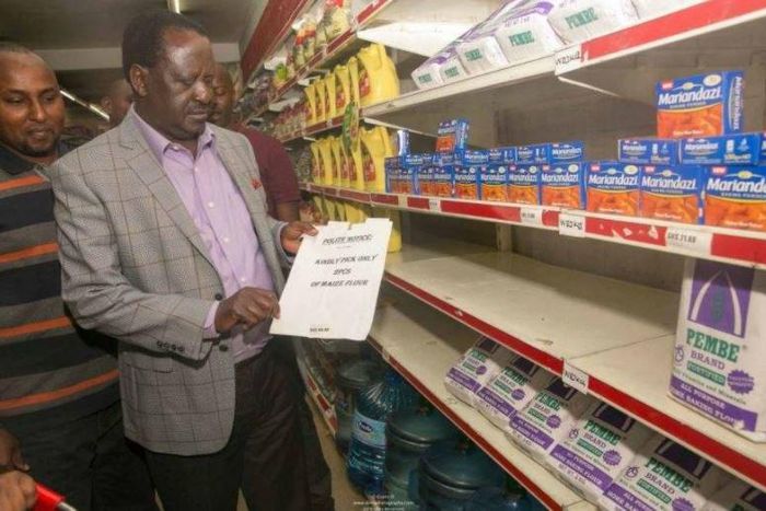 NASA presidential candidate Raila Odinga during an impromptu visit to Uchumi supermarket on Sunday, June 18, 2017.