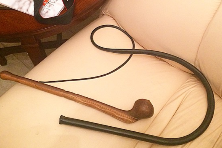 A whip and a wooden club