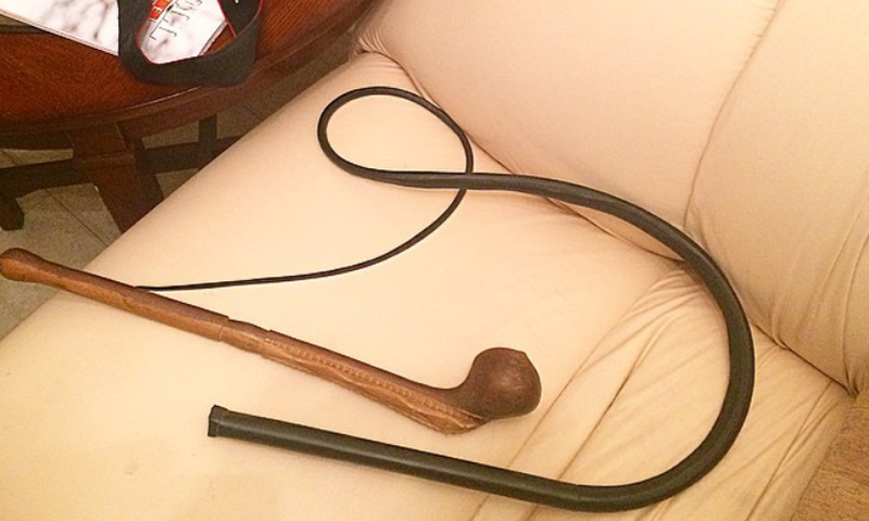 A whip and a wooden club