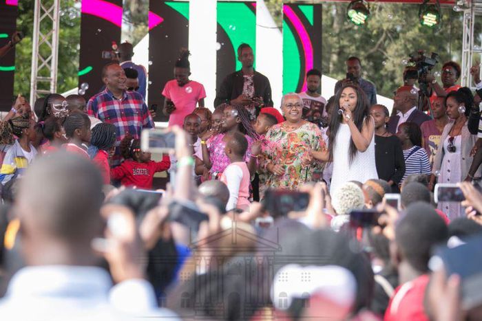 President Uhuru Kenyatta and First Lady Margaret Kenyatta when they hosted children to a Christmas Party at State House