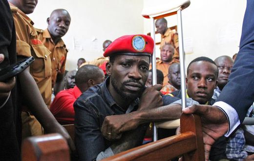 Bobi Wine in court during an earlier arrest. He was on Thursday arrested after landing at Entebbe Airport