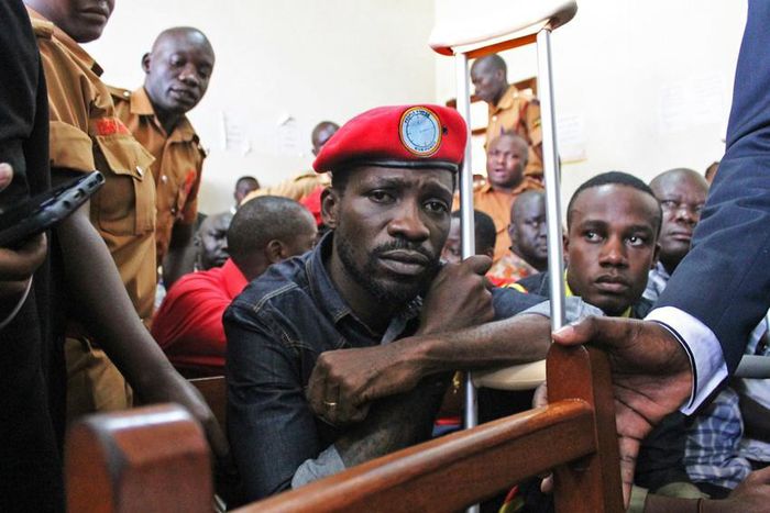 Bobi Wine in court during an earlier arrest. He was on Thursday arrested after landing at Entebbe Airport