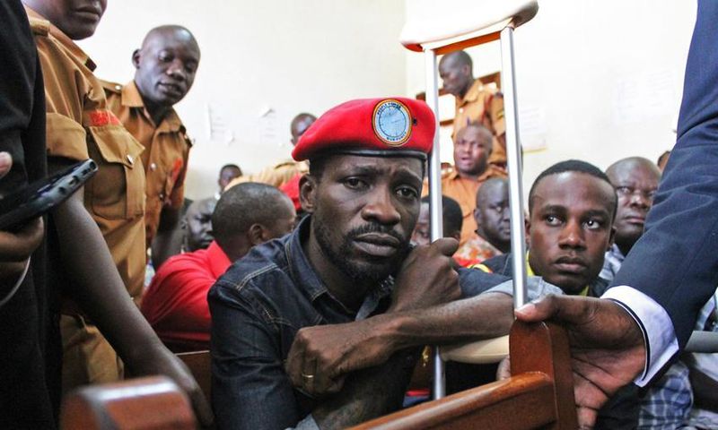 Bobi Wine in court during an earlier arrest. He was on Thursday arrested after landing at Entebbe Airport