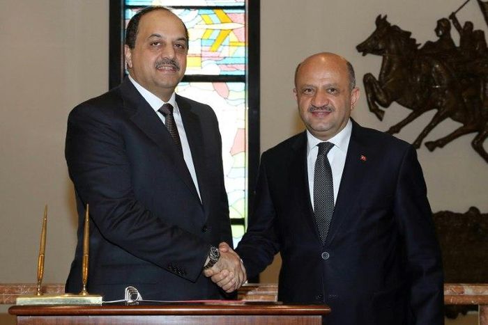 Turkish Defence Minister Fikri Isik (R) and Qatari counterpart Khalid bin Mohammed al-Attiyah held talks in Ankara. Turkey has stood by Doha throughout the Gulf crisis