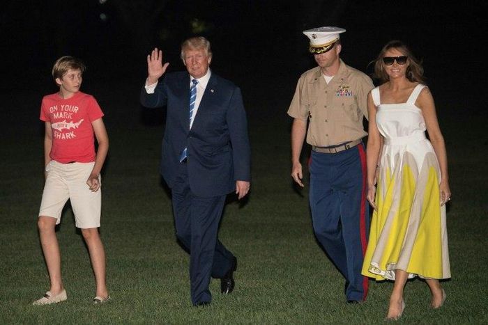 President Donald Trump, with First Lady Melania Trump and son Barron, returned to the White House on Sunday night after a 17-day "working vacation"