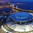 Krestovsky football stadium, also known as Zenit Arena, under construction for the 2018 FIFA World Cup, pictured in Saint Petersburg in April 2017