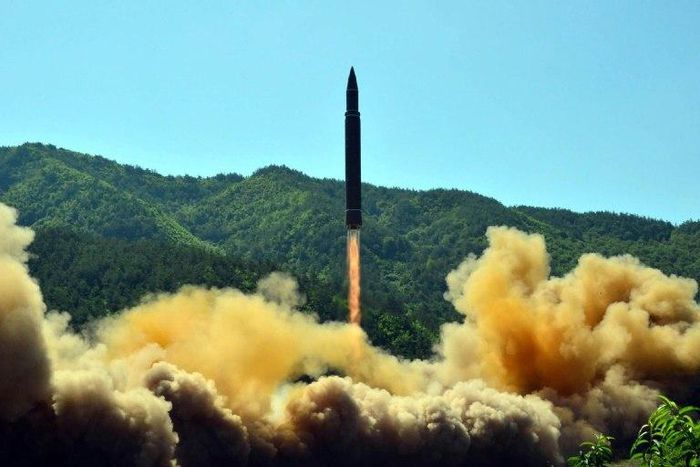 The successful test-fire of the intercontinental ballistic missile Hwasong-14 at an undisclosed location on July 4