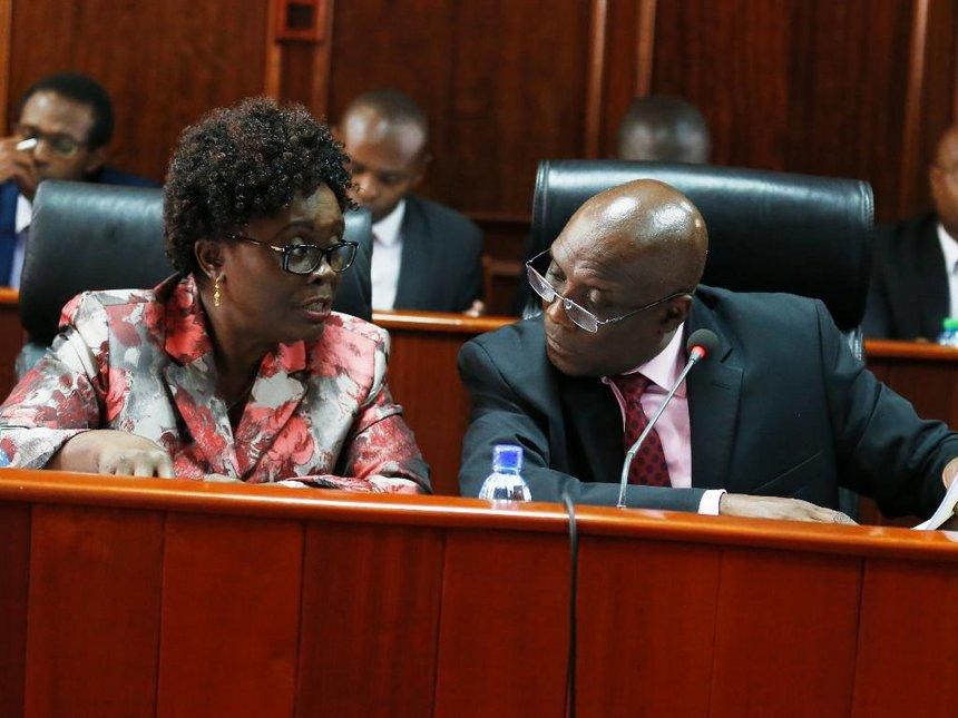 NLC vice chair Abigail Mukolwe and chairman Dr Muhammad Swazuri