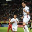 Spain's midfielder David Silva (C) celebrates after scoring a goal on June 11, 2017