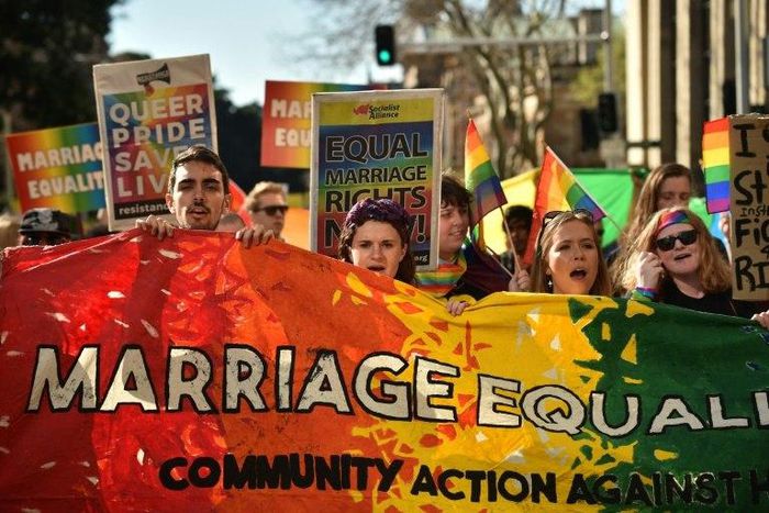 Supporters of same-sex marriage march in Sydney