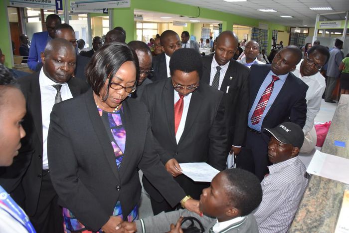 Health CS Sicily Kariuki with Director of Medical Services Jackson Kioko. The ministry has sent a team to probe Jakadala STI in Migori county