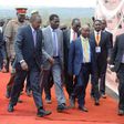 President Uhuru Kenyatta, accompanied by Governors Peter Munya, Kinuthia Mbugua and Devolution CS Mwangi Kiunjuri in Naivasha.