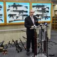 Detective Chief Inspector Wayne Hoffman of the New South Wales Police speaks to the media about firearms surrendered under a national amnesty
