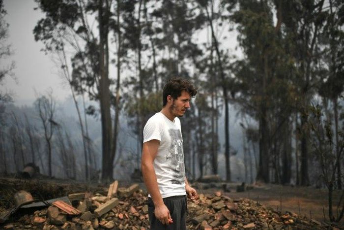 Miguel Manuel, 23 years old, lost his mother during a wildfire at Pobrais in Portugal