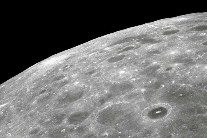 This 1968 NASA file image shows a view of the far side of the moon as taken from the Apollo 8 spacecraft looking southward from high altitude across the Southern Sea