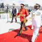 President Uhuru Kenyatta in the red military tunic