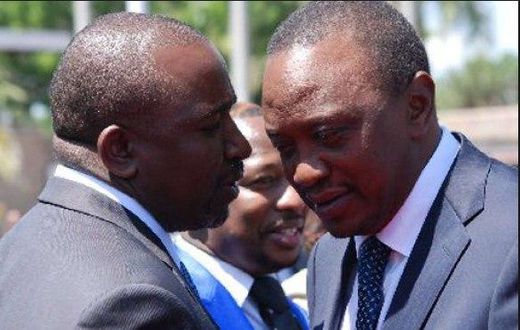 Jubilee Senator Mithika Linturi and President Uhuru Kenyatta. Linturi was summoned by the DCI over allegations by his wife for threatening to kill her