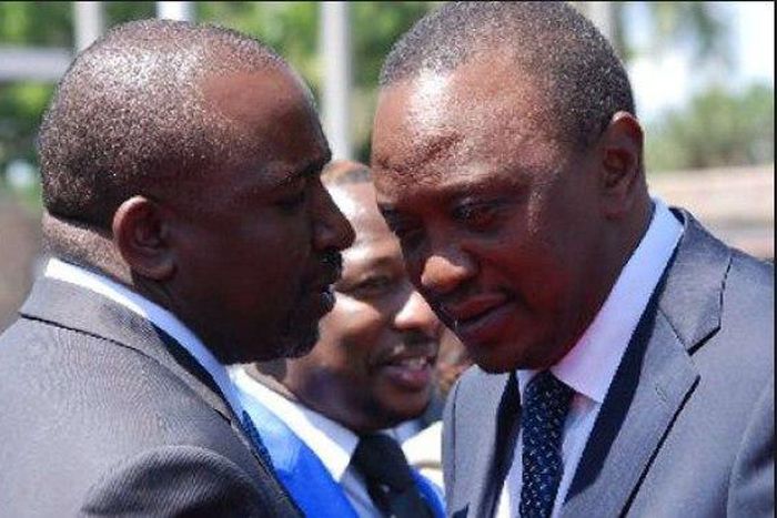 Jubilee Senator Mithika Linturi and President Uhuru Kenyatta. Linturi was summoned by the DCI over allegations by his wife for threatening to kill her