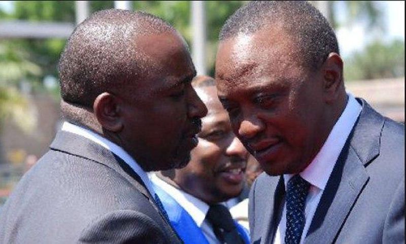Jubilee Senator Mithika Linturi and President Uhuru Kenyatta. Linturi was summoned by the DCI over allegations by his wife for threatening to kill her