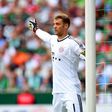 Bayern Munich's goalkeeper Manuel Neuer reacts during the German First division Bundesliga match between Werder Bremen and Bayern Munich in Bremen, northern Germany, on August 26, 2017