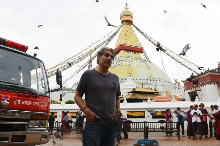 US actor Michael Imperioli, star of TV series "The Sopranos", talks with AFP during an interview at the Boudhanath Stupa in Kathmandu