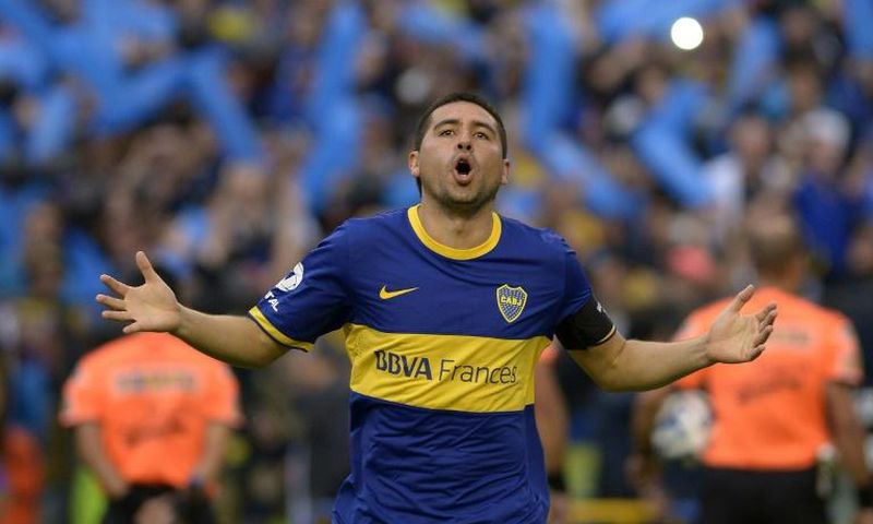 Former Boca star Juan Roman Riquelme, pictured here in a match against River Plate in 2014