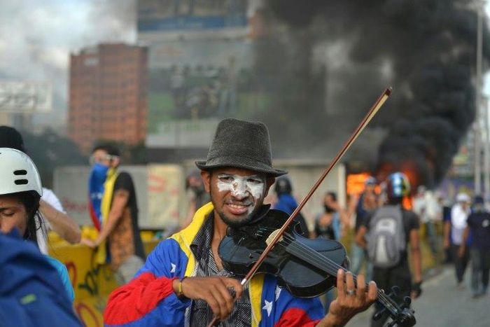 Young violinist Wuilly Arteaga has become a heroic fixture at anti-government street rallies in Venezuela