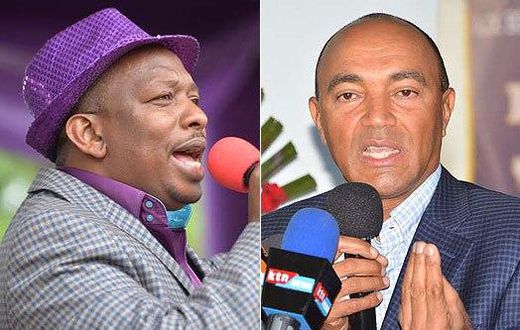 Senator Mike Sonko (left) and Peter Kenneth.