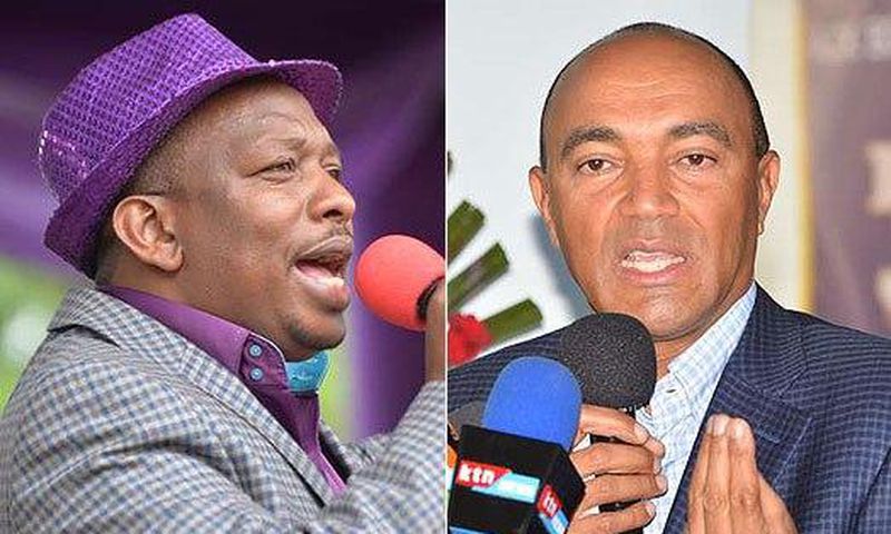 Senator Mike Sonko (left) and Peter Kenneth.