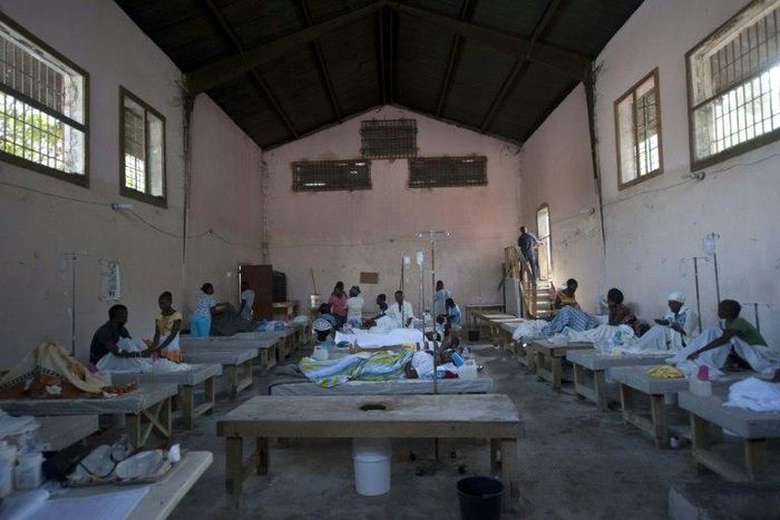 Cholera patients receive treatment at the Cholera Treatment Center in Port-au-Prince, pictured in December 2014. The UN has run out of funds to help treat the country's massive cholera epidemic