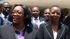 Health CS Sicily Kariuki with Suspended KNH CEO Lily Koros