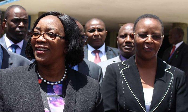 Health CS Sicily Kariuki with Suspended KNH CEO Lily Koros