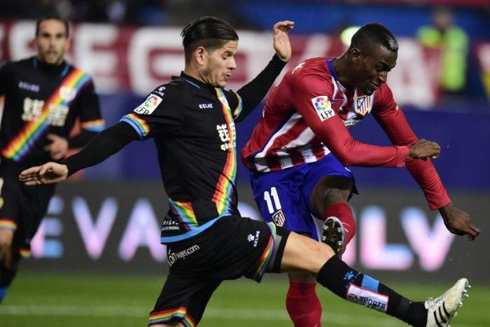 One of the shirts worn by players of Madrid's Rayo Vallecano, now in Spain's second division, sports a rainbow-coloured strip to fight discrimination