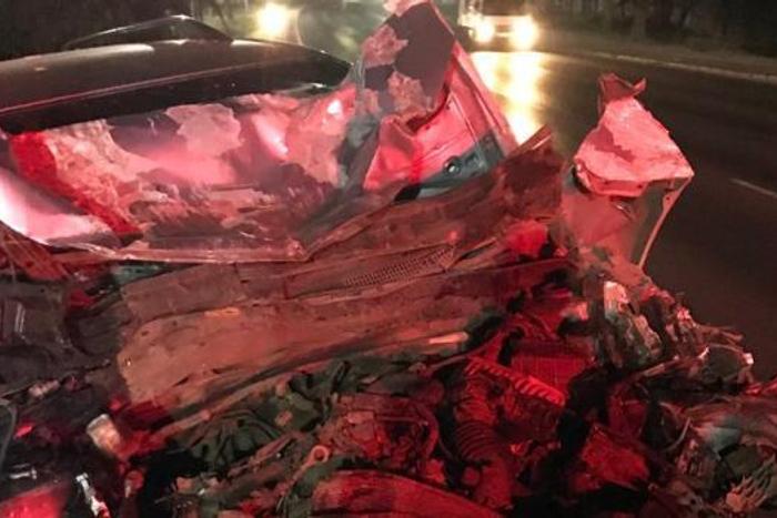 The wreck of the car that almost wiped off activist Boniface Mwangi's family