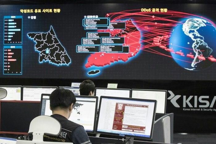 Staff monitor the spread of the WannaCry ransomware cyber-attack from the Korea Internet and Security Agency (KISA) in Seoul