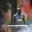 Romelu Lukaku arrives for a Manchester United's Open Training Session, at the University of California (UCLA), in Los Angeles, California, on July 14, 2017