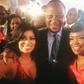 President Uhuru Kenyatta poses for a selfie with media personalities Caroline Mutoko (right) and Julie Gichuru.