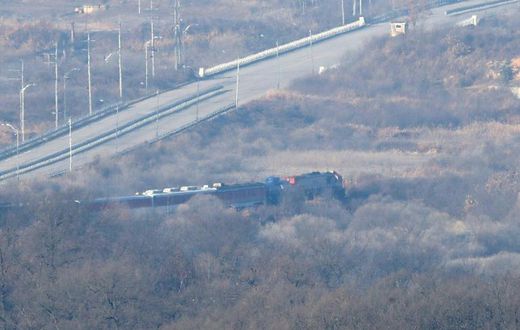 A South Korean train left Dorasan station Friday and crossed into North Korea