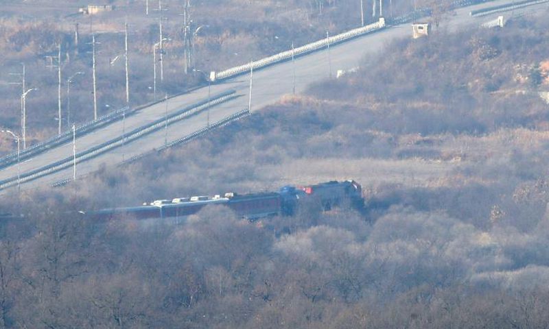 A South Korean train left Dorasan station Friday and crossed into North Korea