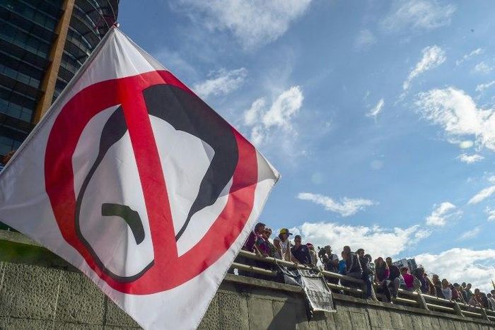 Opposition activists protest in Caracas on Monday against an upcoming vote to rewrite the constitution