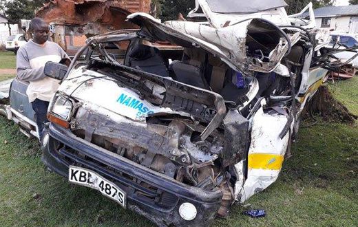 Wreckage of the vehicle that was involved in the Nandi Hills accident in which 6 people perished